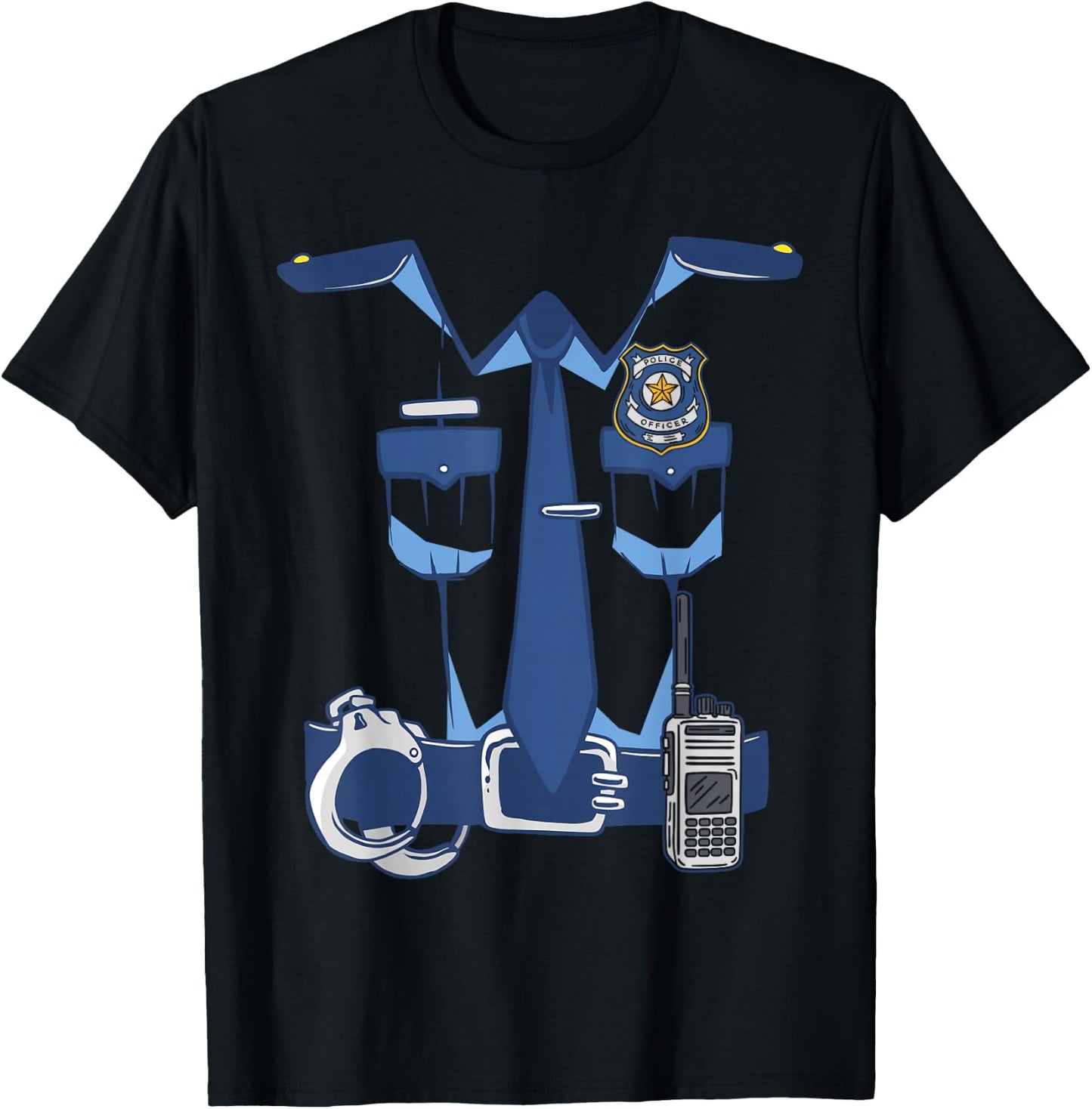 Police Officer Uniform Children's Carnival Handcuffs Police , black, s T-Shirt - T-Shirt | Black