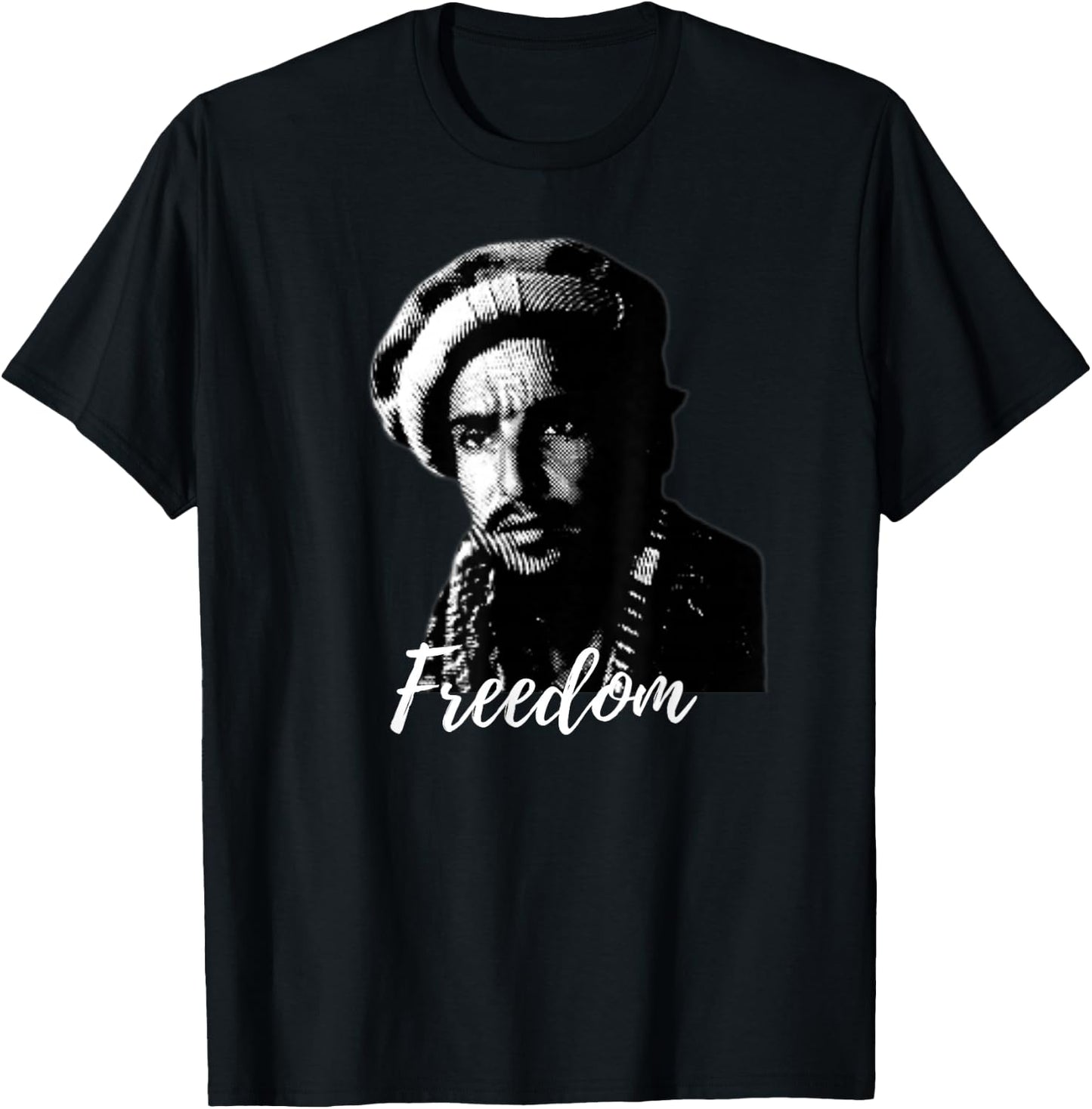 Free Afghanistan Freedom Fighter Massoud Afghan Design T-Shirt - T-Shirt | Black