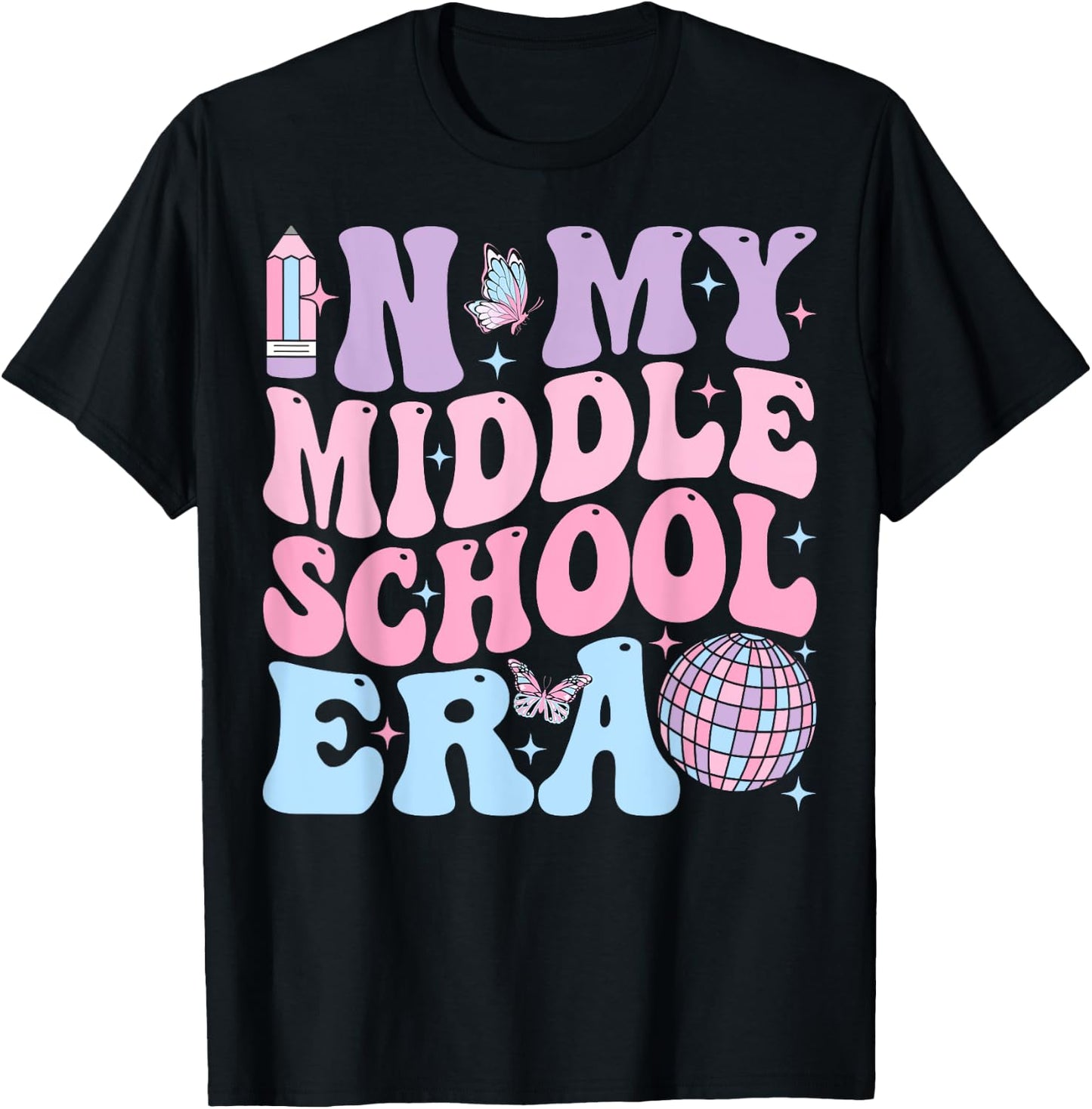 Groovy In My Middle School Era Back To School Teacher Men Women Kids T-Shirt - T-Shirt | Black