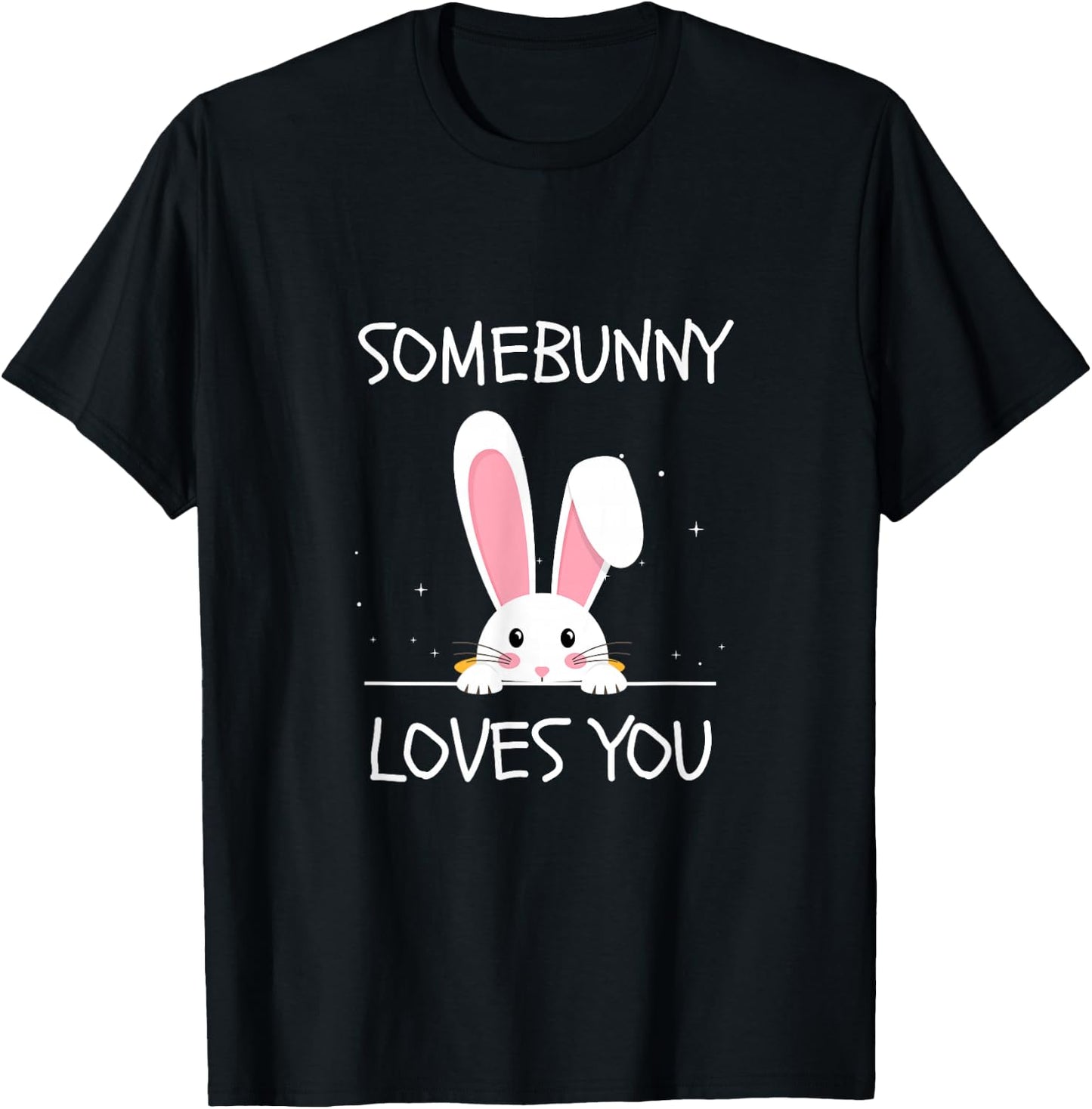 Somebunny Loves You Cute Bunny T-Shirt - T-Shirt | Black