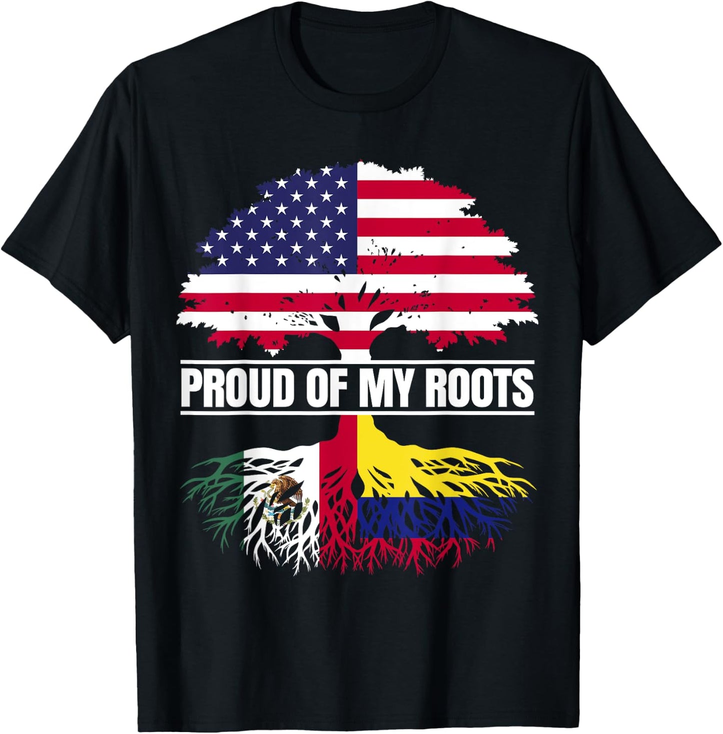 Mexico Colombia Heritage Mix Proud Roots Mexican Colombian T-Shirt - T-Shirt | Black