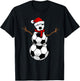 Funny Christmas Soccer Balls Santa Snowman T-Shirt - T-Shirt | Black