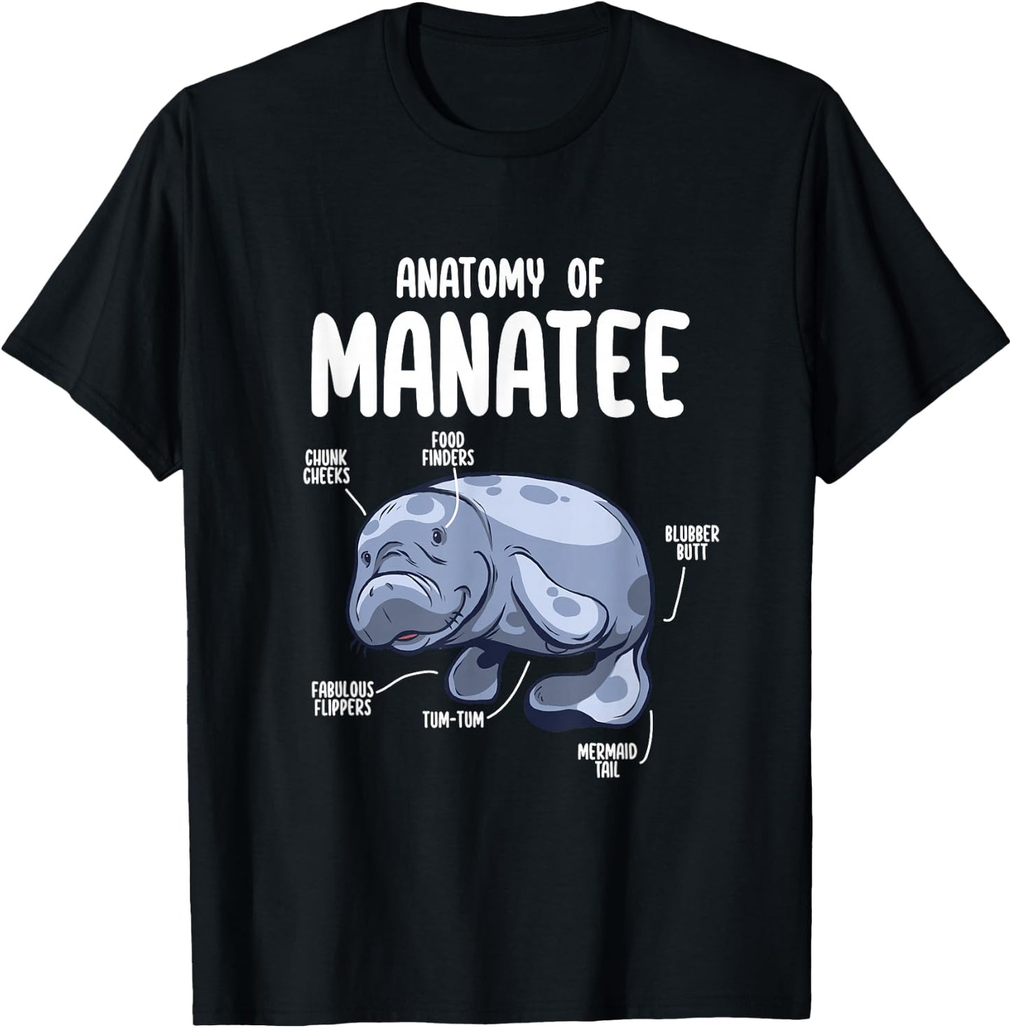 Anatomy of Manatee Funny Sea Animal Chubby Manatee Lovers T-Shirt - T-Shirt | Black