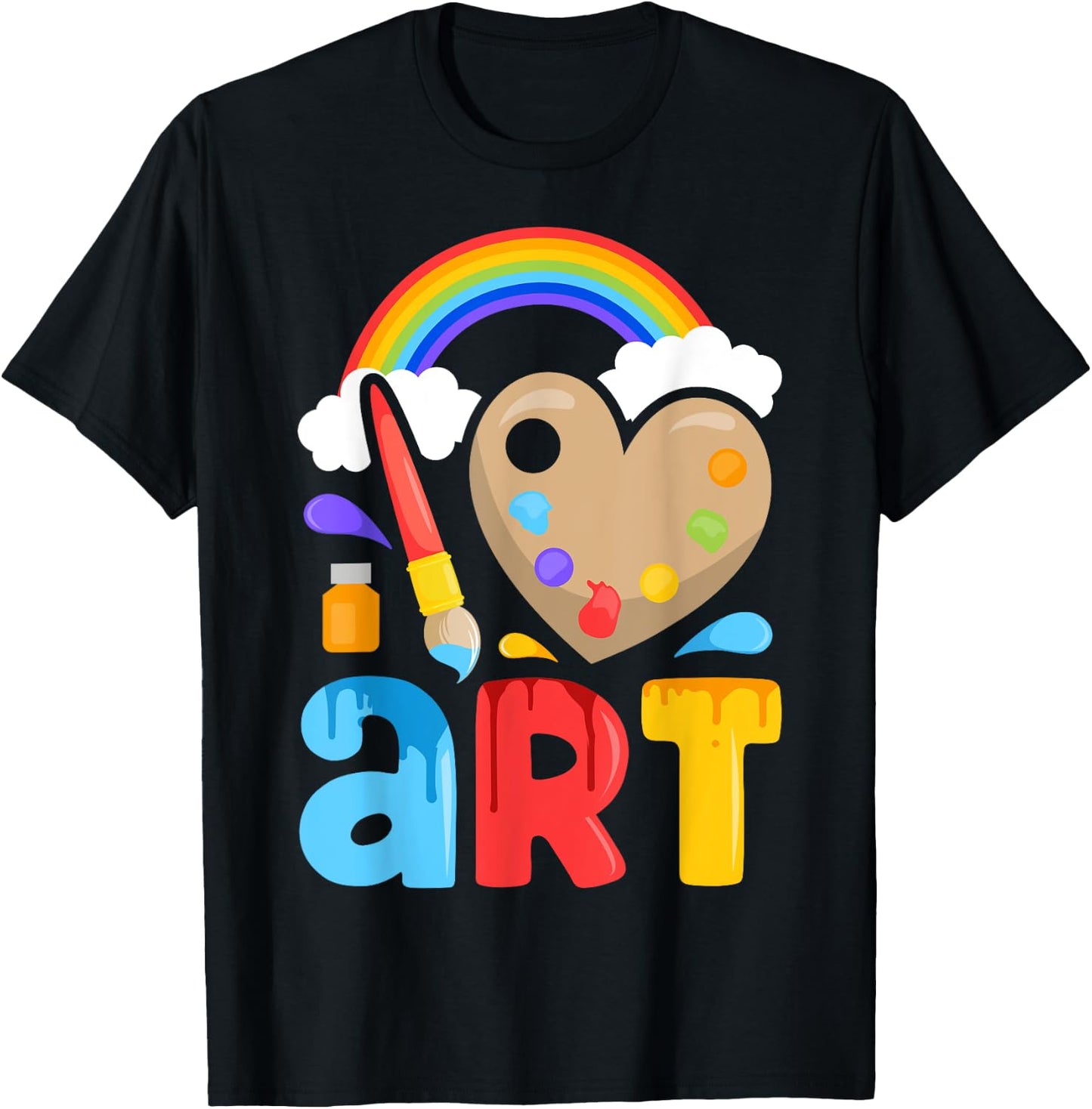 I Love Art Artist Painter Colorful Painting Gifts Kids Girls T-Shirt - T-Shirt | Black