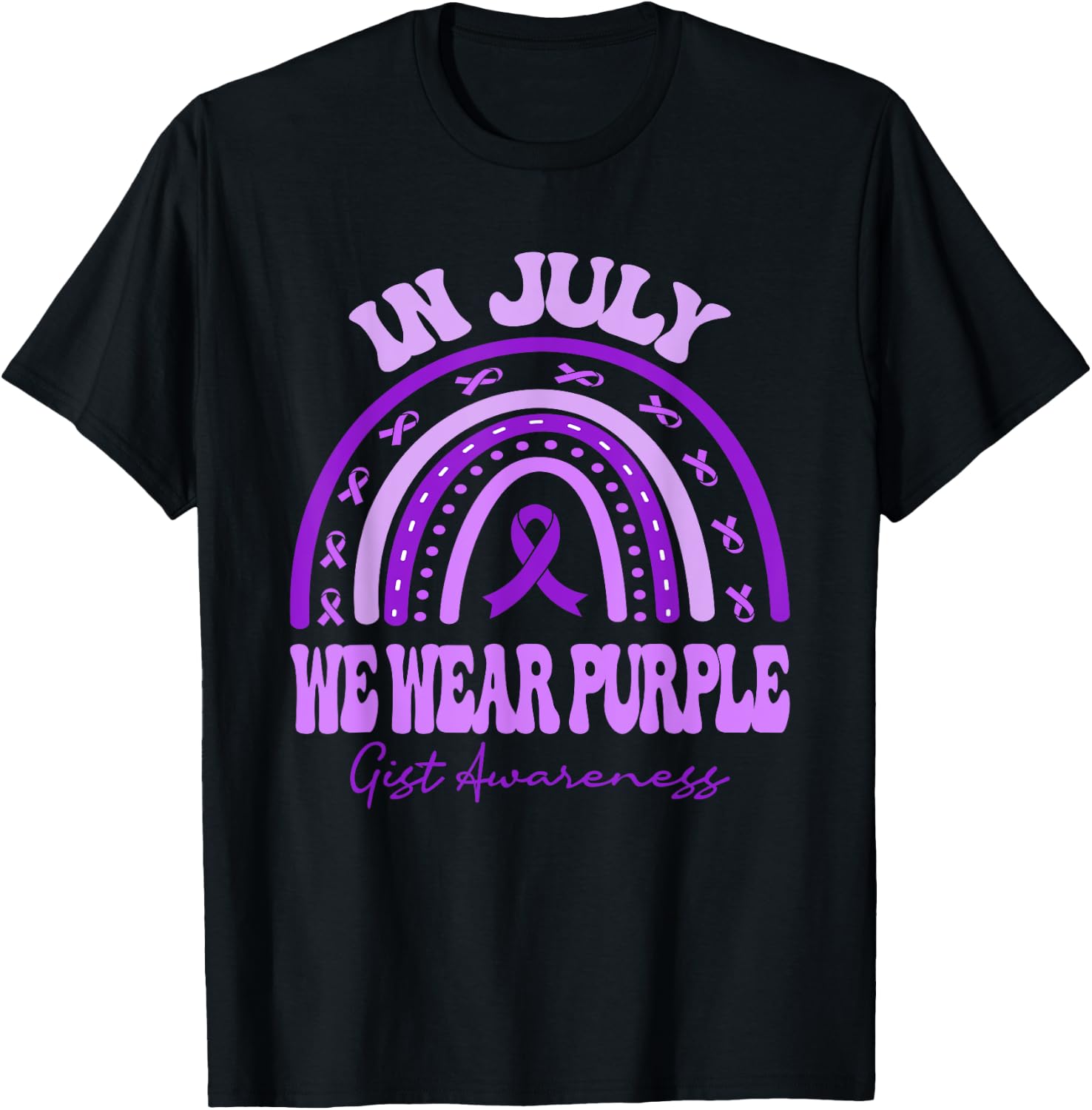 In July We Wear Purple GIST Awareness Rainbow T-Shirt - T-Shirt | Black
