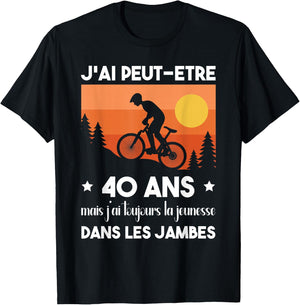 40 Years Birthday Bicycle Vintage Humor Cycling , Black, S T-Shirt - T-Shirt | Black