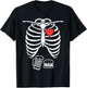 Skeleton X-Ray Beer Burger Funny Halloween Pregnancy Men Dad T-Shirt - T-Shirt | Black