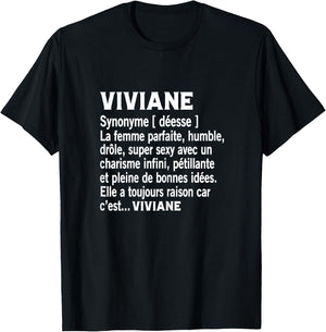 Woman Humour Personalized Gift Viviane Name Definition T-Shirt - T-Shirt | Black