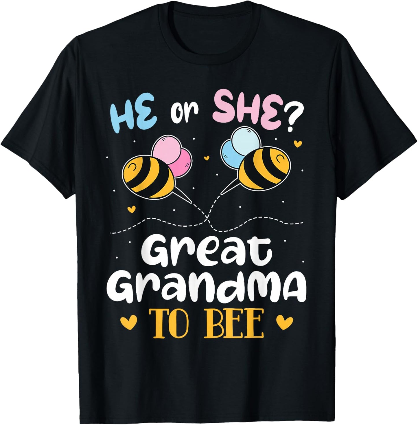 He or She Great Grandma to Bee 2026 Baby Reveal Pregnancy T-Shirt - T-Shirt | Black