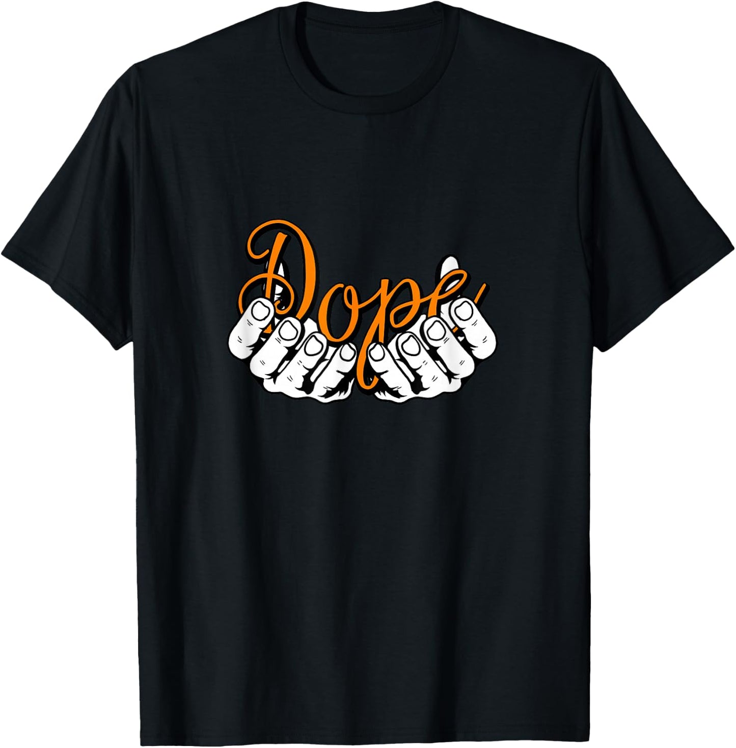 Orange Color Hands DOPE Orange Graphic T-Shirt - T-Shirt | Black