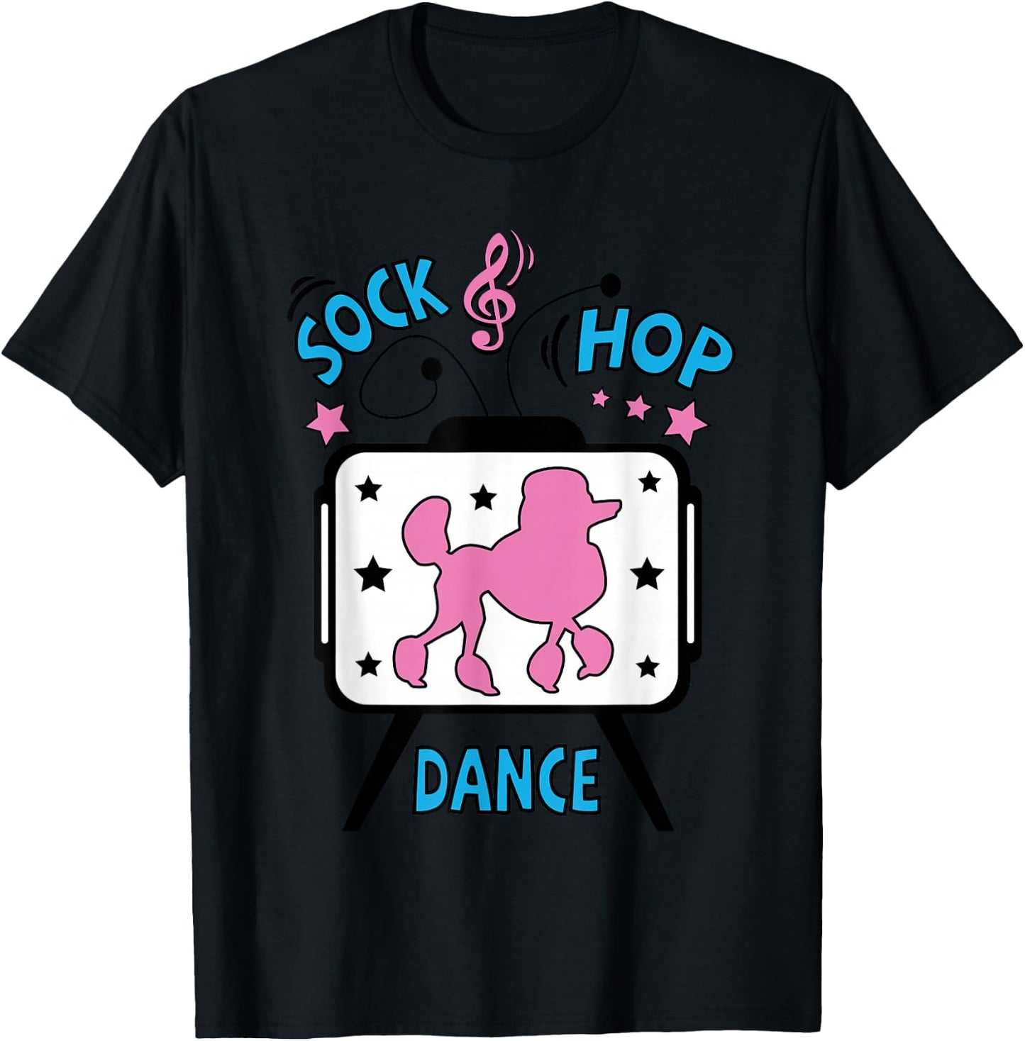 1950s Sock Hop Dance Poodle 50s Costume Rockabilly Pink T-Shirt - T-Shirt | Black