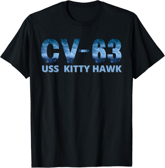 USS Kitty Hawk Blue Camo Aircraft Carrier T-Shirt - T-Shirt | Black