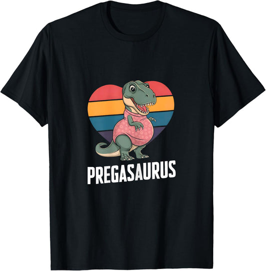 Pregasaurus - Fun Future Mom Artwork T-Shirt - T-Shirt | Black