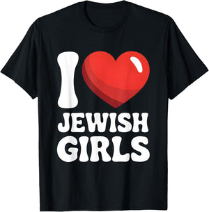 I Love Jewish Girls Red Heart Hanukkah T-Shirt - T-Shirt | Black