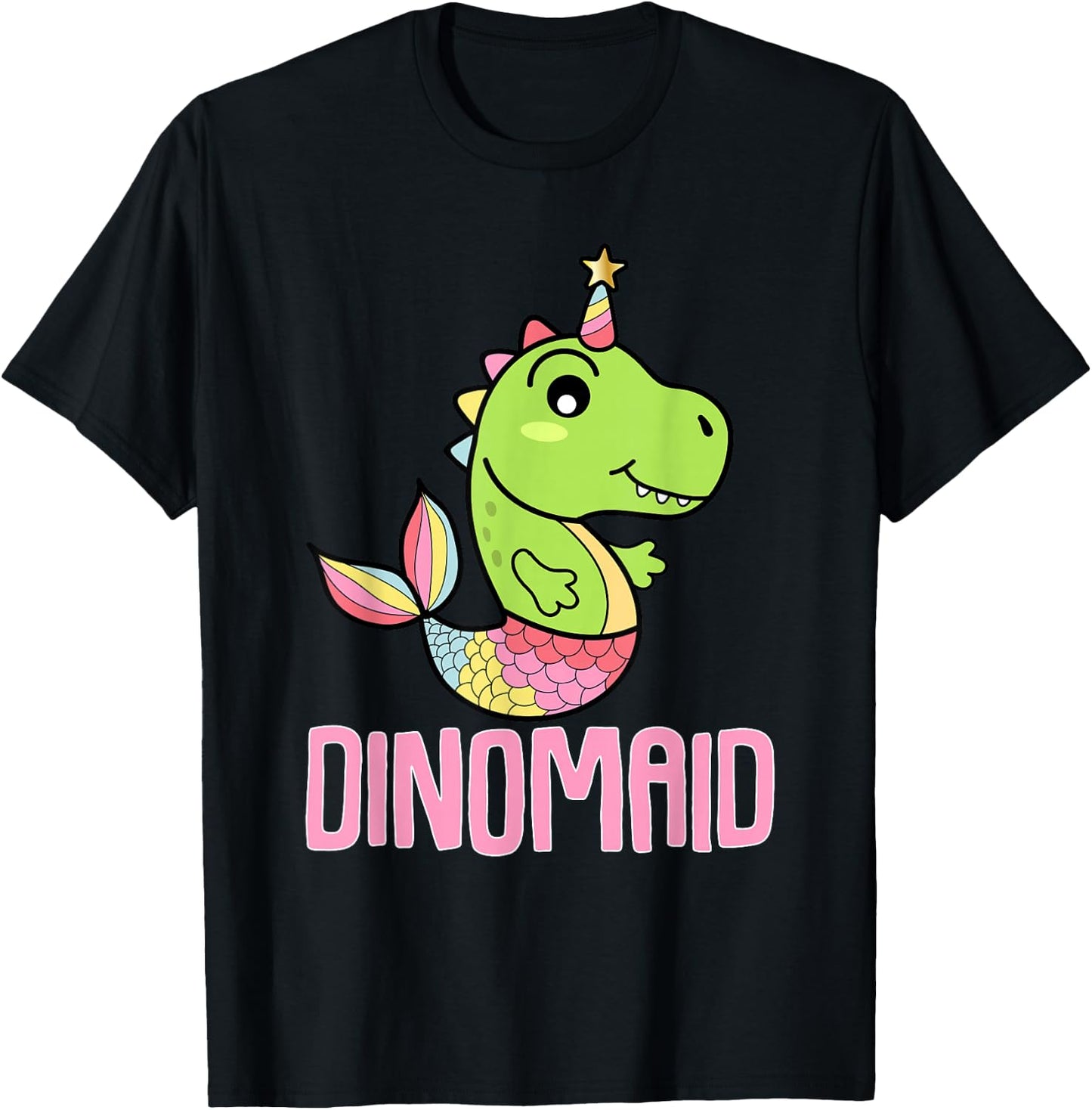Dinosaur Mermaid Dinomaid Dino Puns T-Shirt - T-Shirt | Black