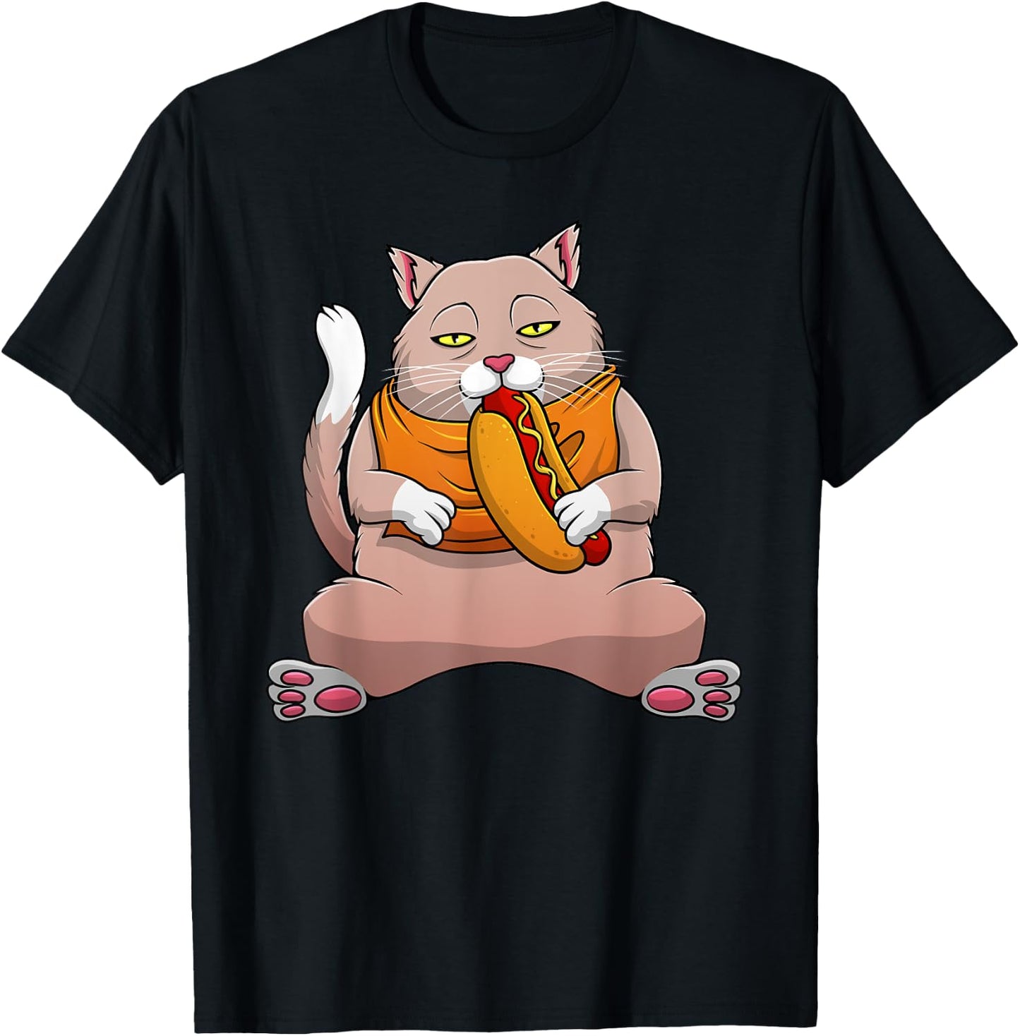 Funny Hot Dog Cat Design Women Sandwich Food Eaters T-Shirt - T-Shirt | Black