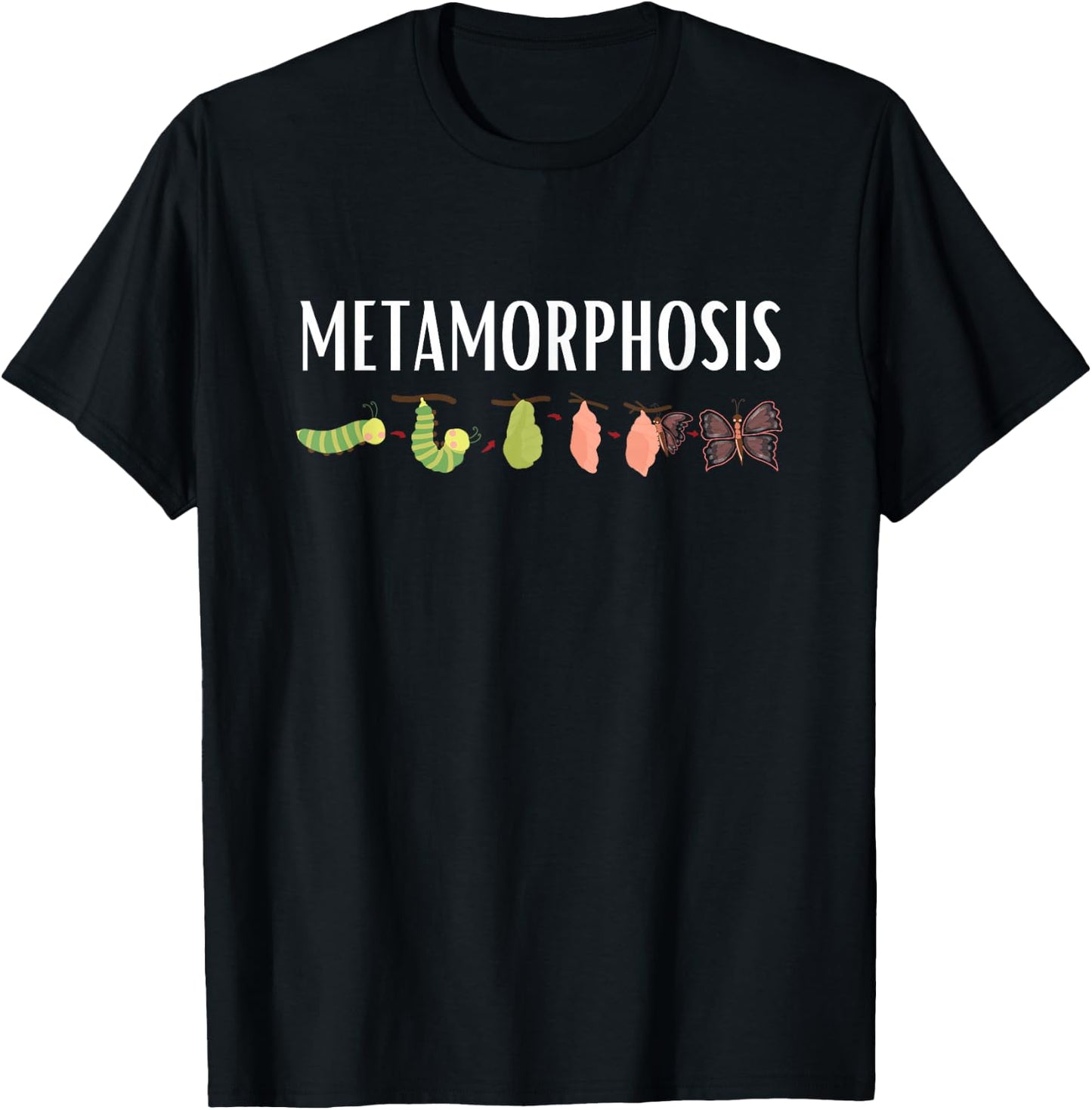 Funny Caterpillar Lifecycle Metamorphosis Monarch Butterfly T-Shirt - T-Shirt | Black
