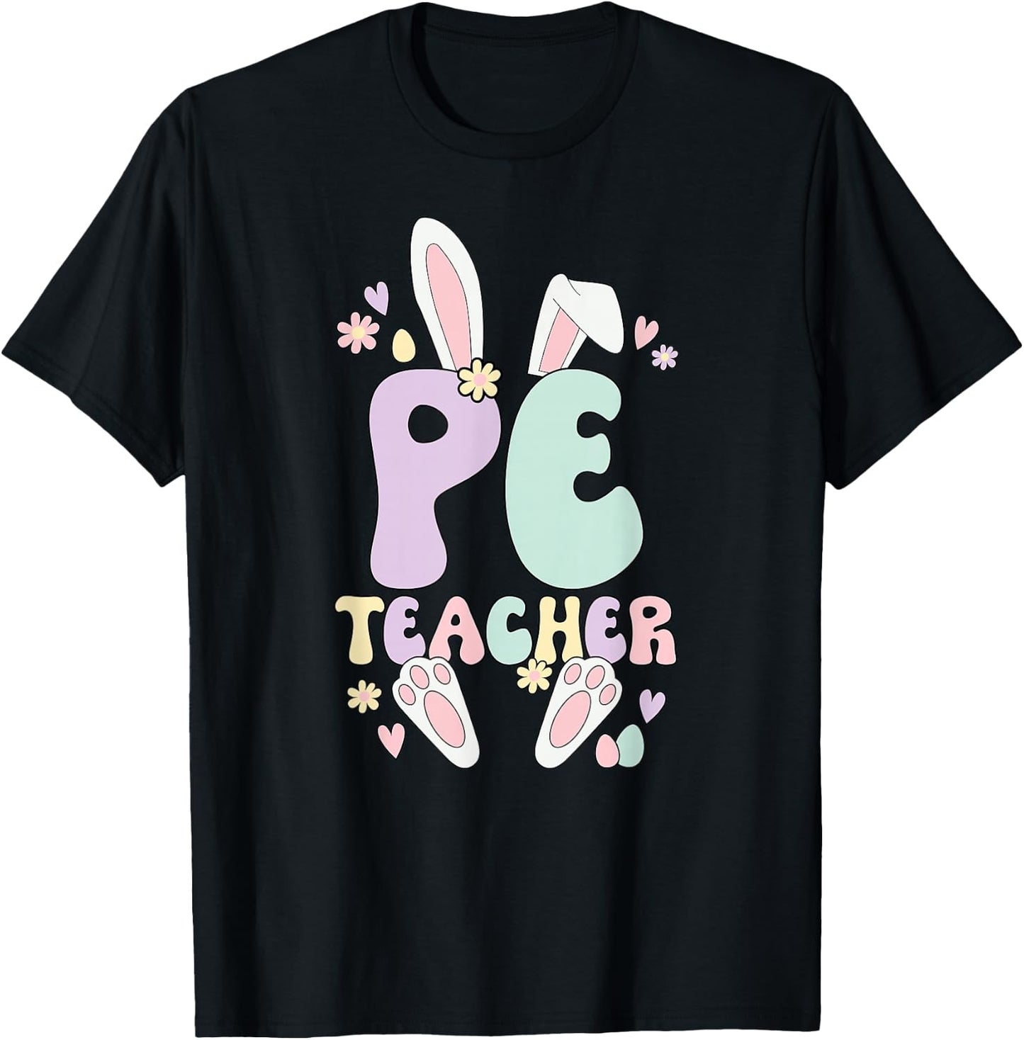 PE Teacher Easter Bunny Physical Education Easter Day T-Shirt - T-Shirt | Black