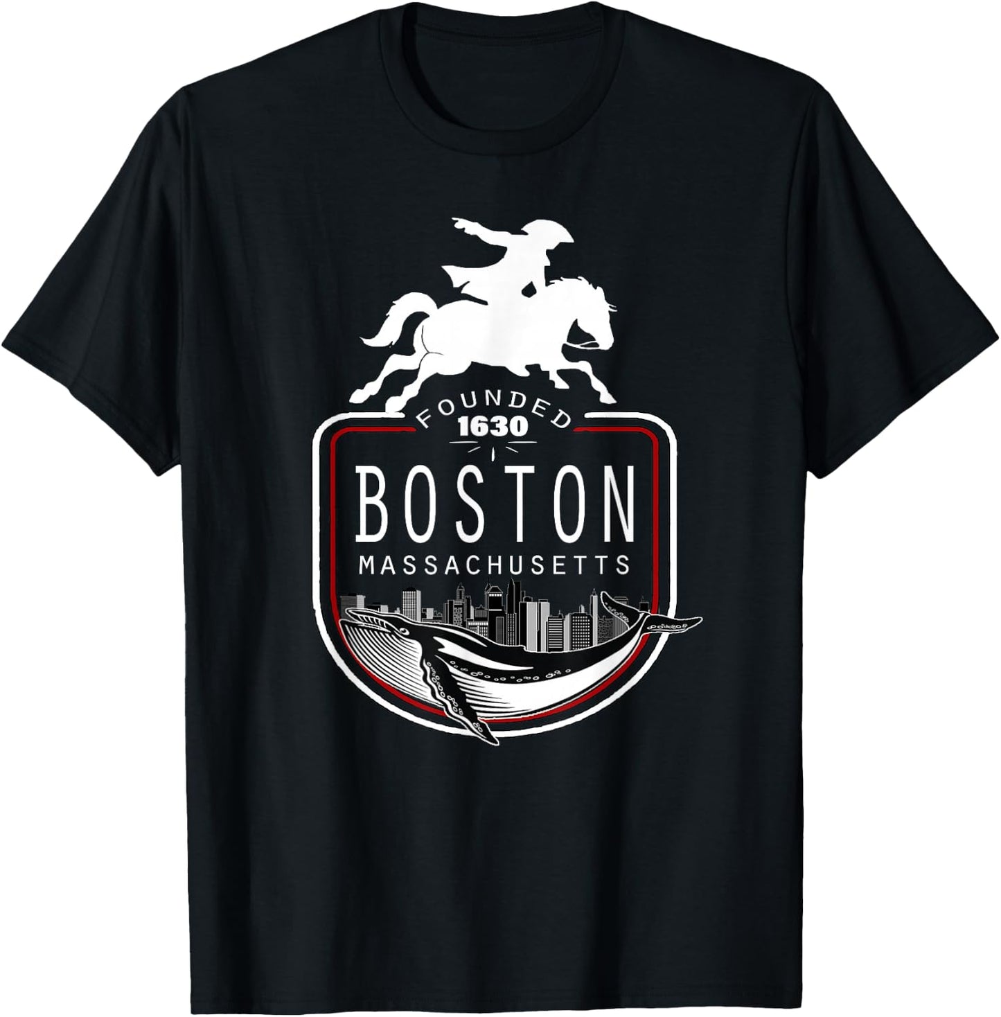 Historical Boston Massachusetts New England Souvenir T-Shirt - T-Shirt | Black