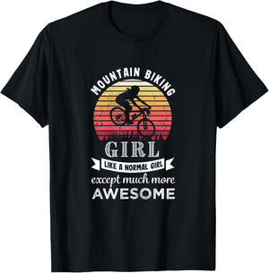 Mountain Biking Girl Funny MTB Gift T-Shirt - T-Shirt | Black