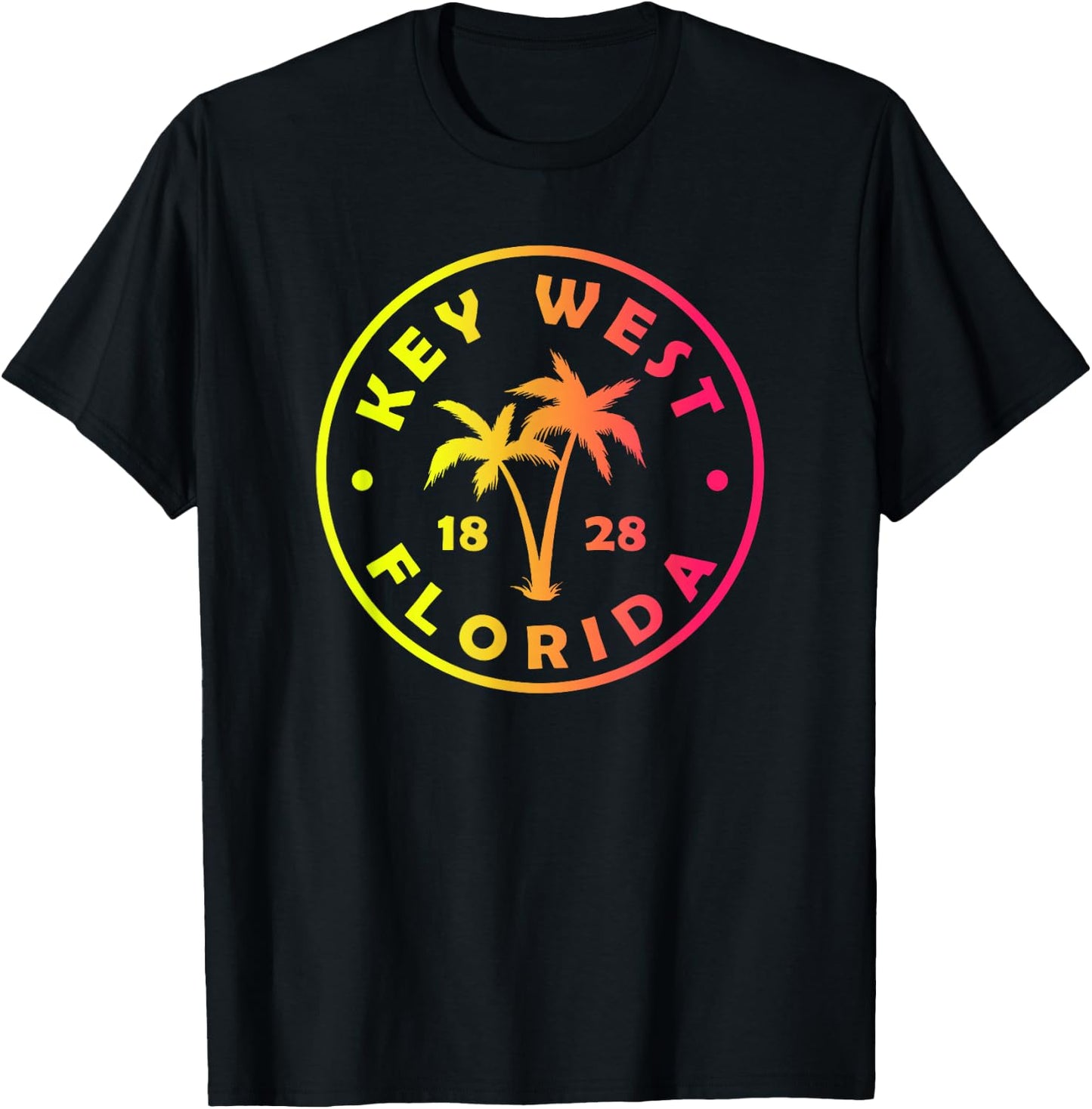 Key West Florida Colorful Palm Tree Tie Dye Boys Girls T-Shirt - T-Shirt | Black
