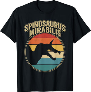 Vintage Spinosaurus Mirabilis Roaring Prehistoric Dinosaur T-Shirt - T-Shirt | Black