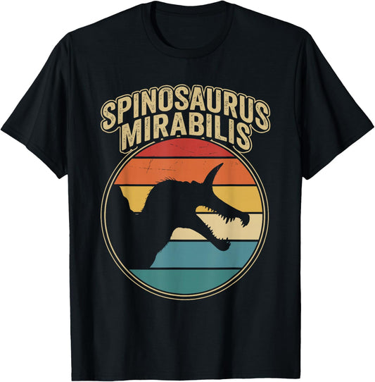 Vintage Spinosaurus Mirabilis Roaring Prehistoric Dinosaur T-Shirt - T-Shirt | Black