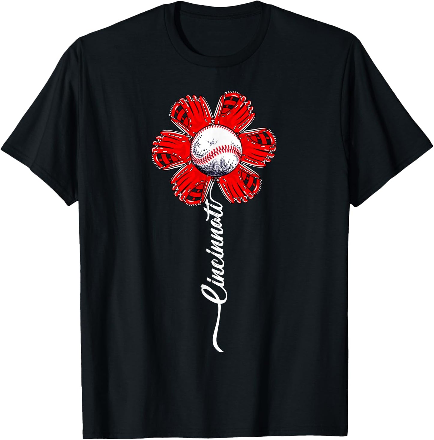 Funny Flower Baseball Lovers Men Women Boy T-Shirt - T-Shirt | Black