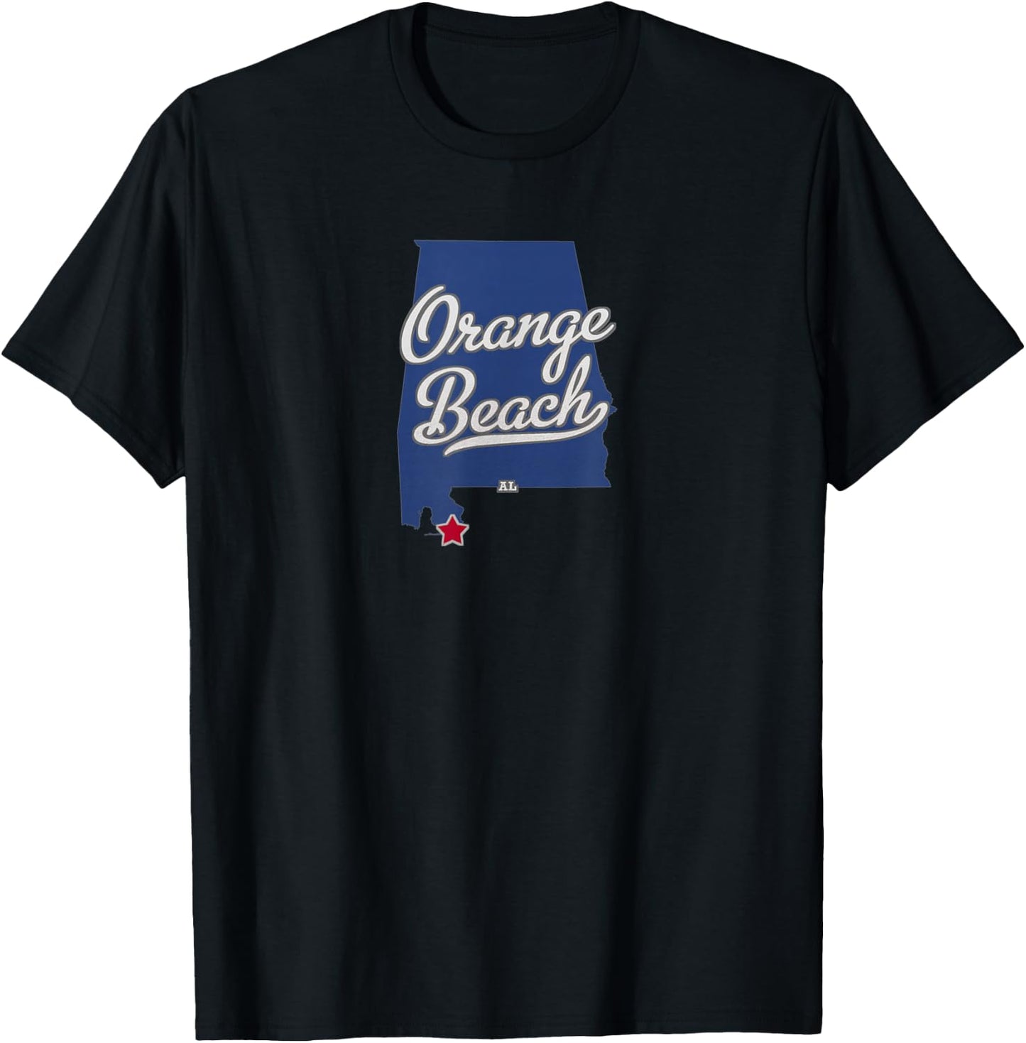 Orange Beach Alabama AL Map T-Shirt - T-Shirt | Black