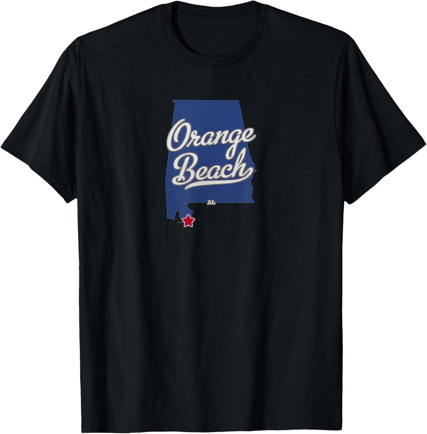 Orange Beach Alabama AL Map T-Shirt - T-Shirt | Black