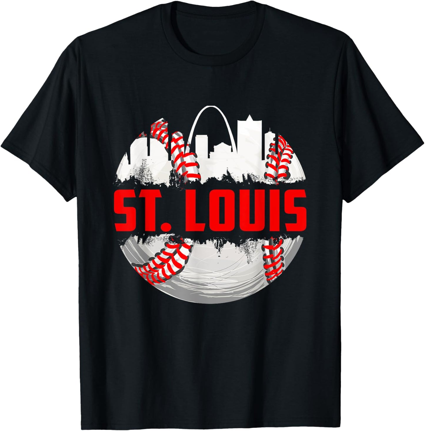 St. Louis Cityscape Vintage Baseball Women Kids T-Shirt - T-Shirt | Black