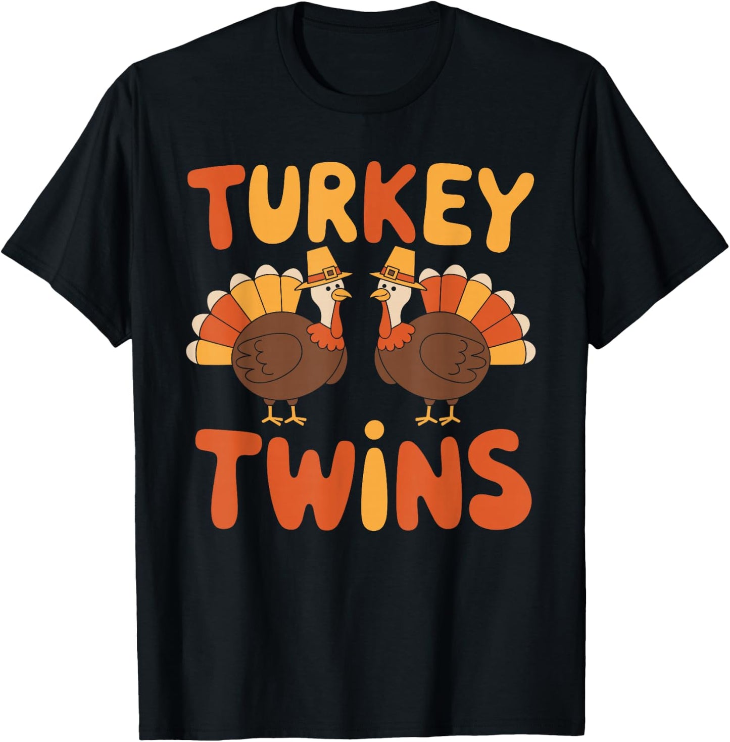 Turkey twins Thanksgiving Shirts Cute Matching Outfits T-Shirt - T-Shirt | Black