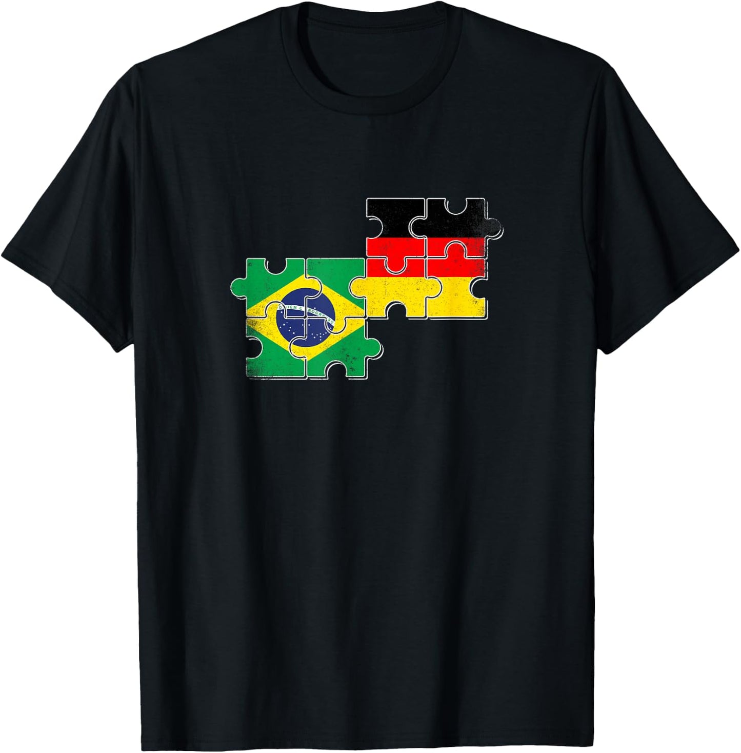 Brasilien Deutschland Vintage Flagge Deutsch Brasilianer T-Shirt - T-Shirt | Black