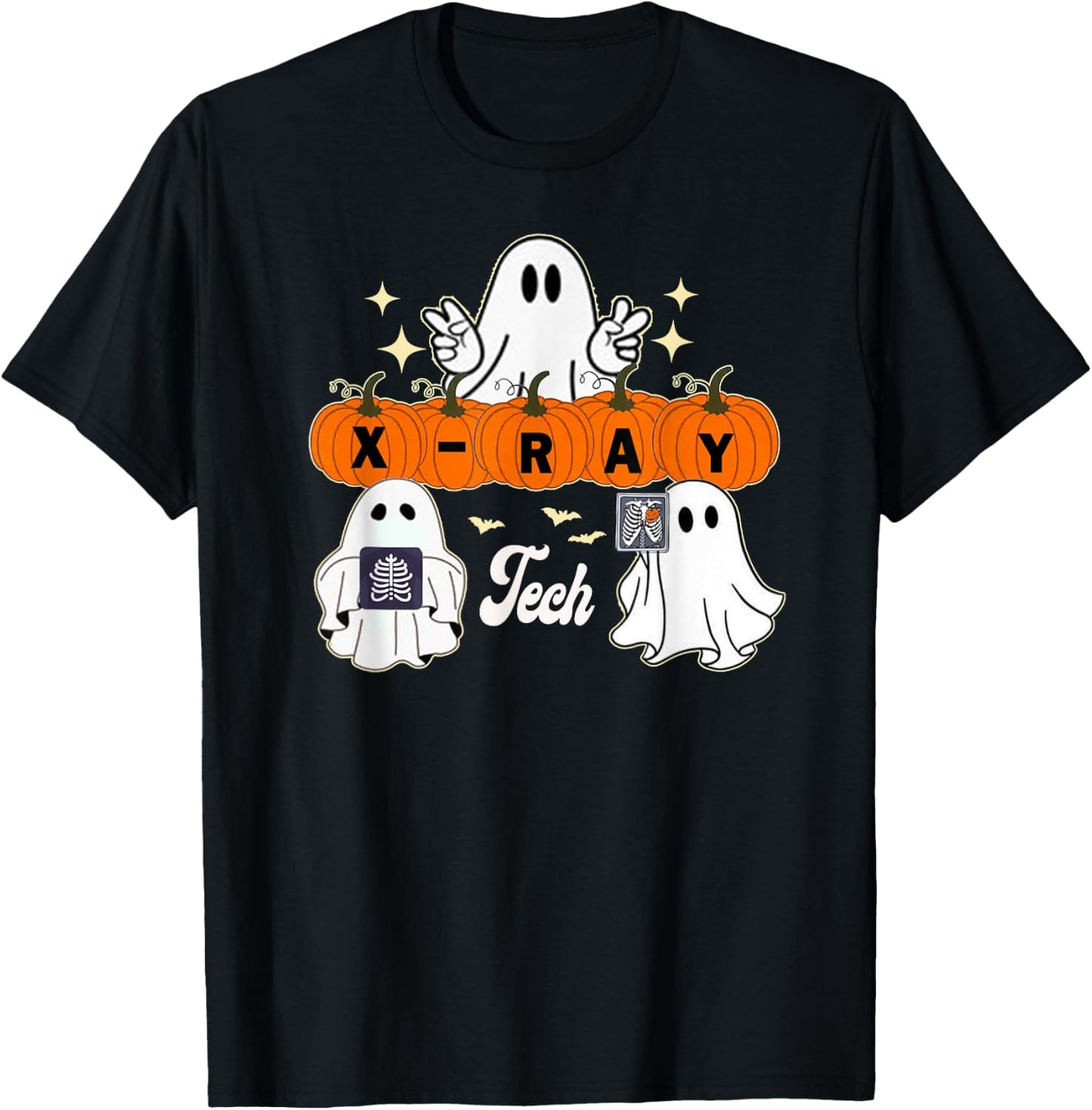 funny X-Ray tech boo crew Halloween ,radiology ghost T-Shirt - T-Shirt | Black