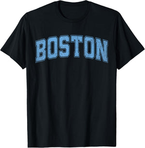 Boston Light Blue Vintage Style Retro Text T-Shirt - T-Shirt | Black