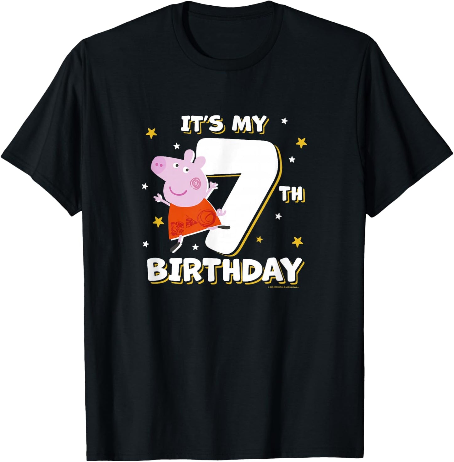 Peppa Pig It's My 7th Birthday Holiday Stars Celebration T-Shirt - T-Shirt | Black
