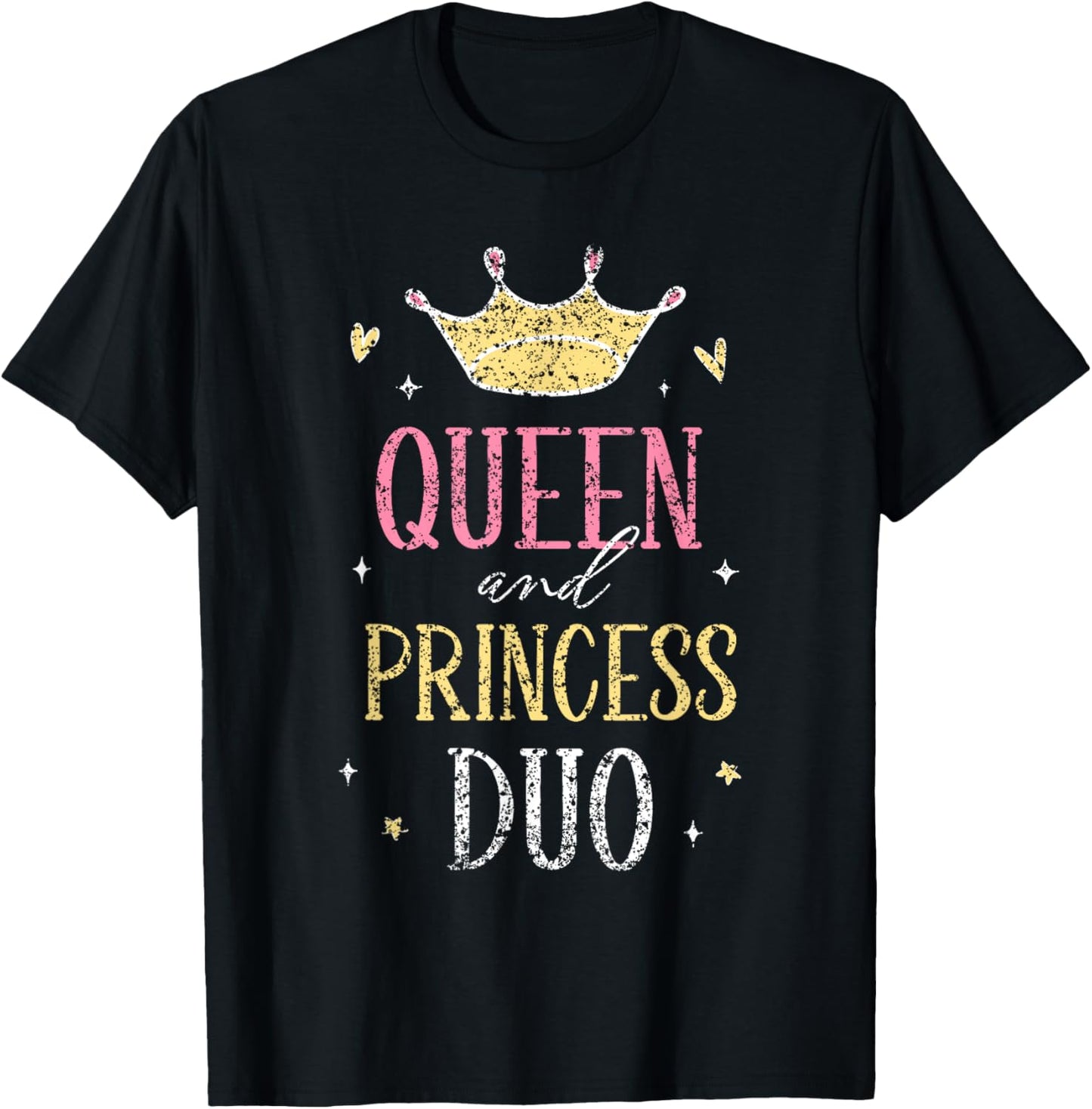 Queen And Princess Duo Matching Mom Mother Daughter Mommy T-Shirt - T-Shirt | Black