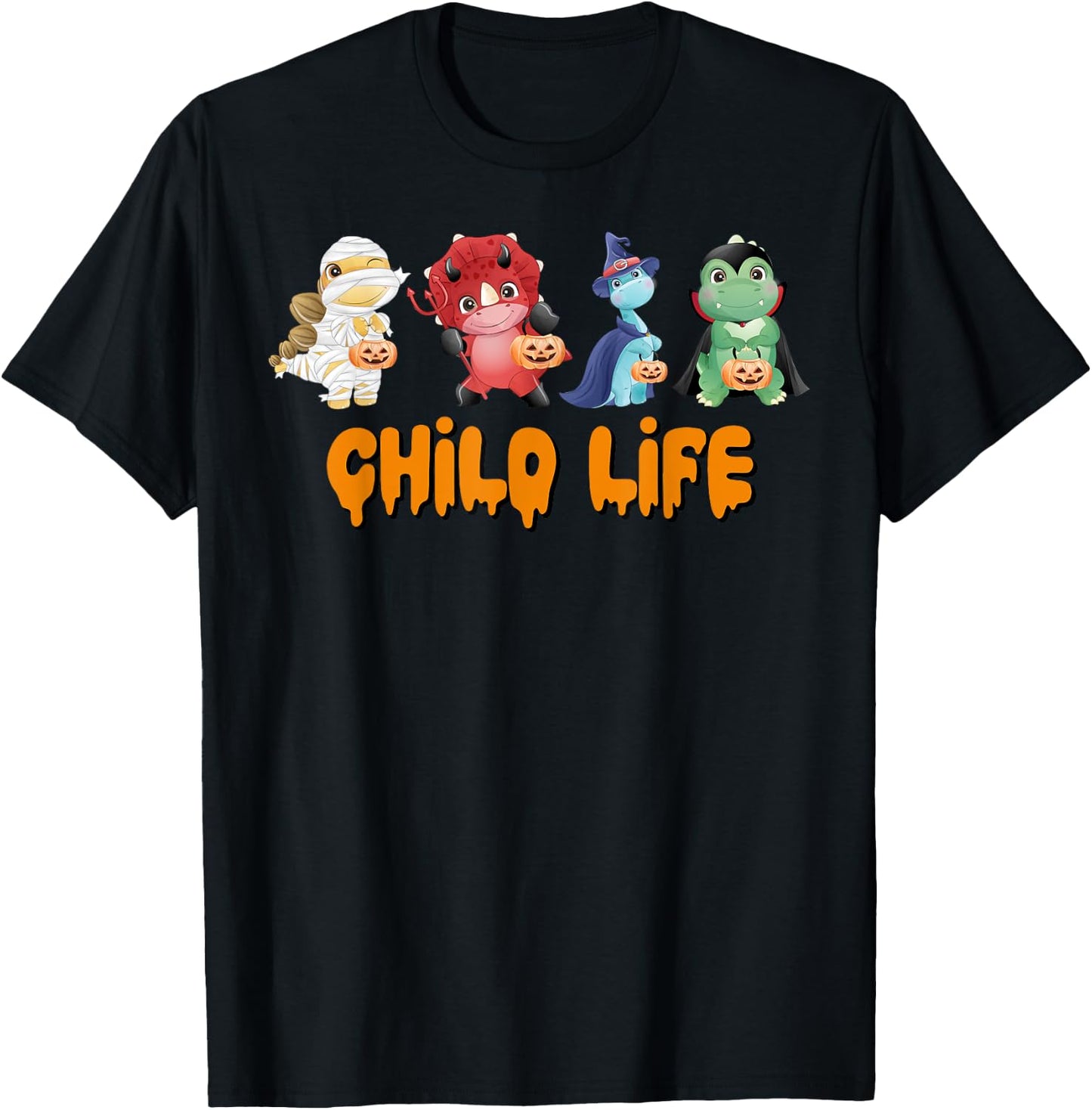 Dinosaur Child Life Specialist Halloween Therapist CLS CCLS T-Shirt - T-Shirt | Black