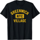 Greenwich Village NYC Gym Style Distressed Amber Print T-Shirt - T-Shirt | Black