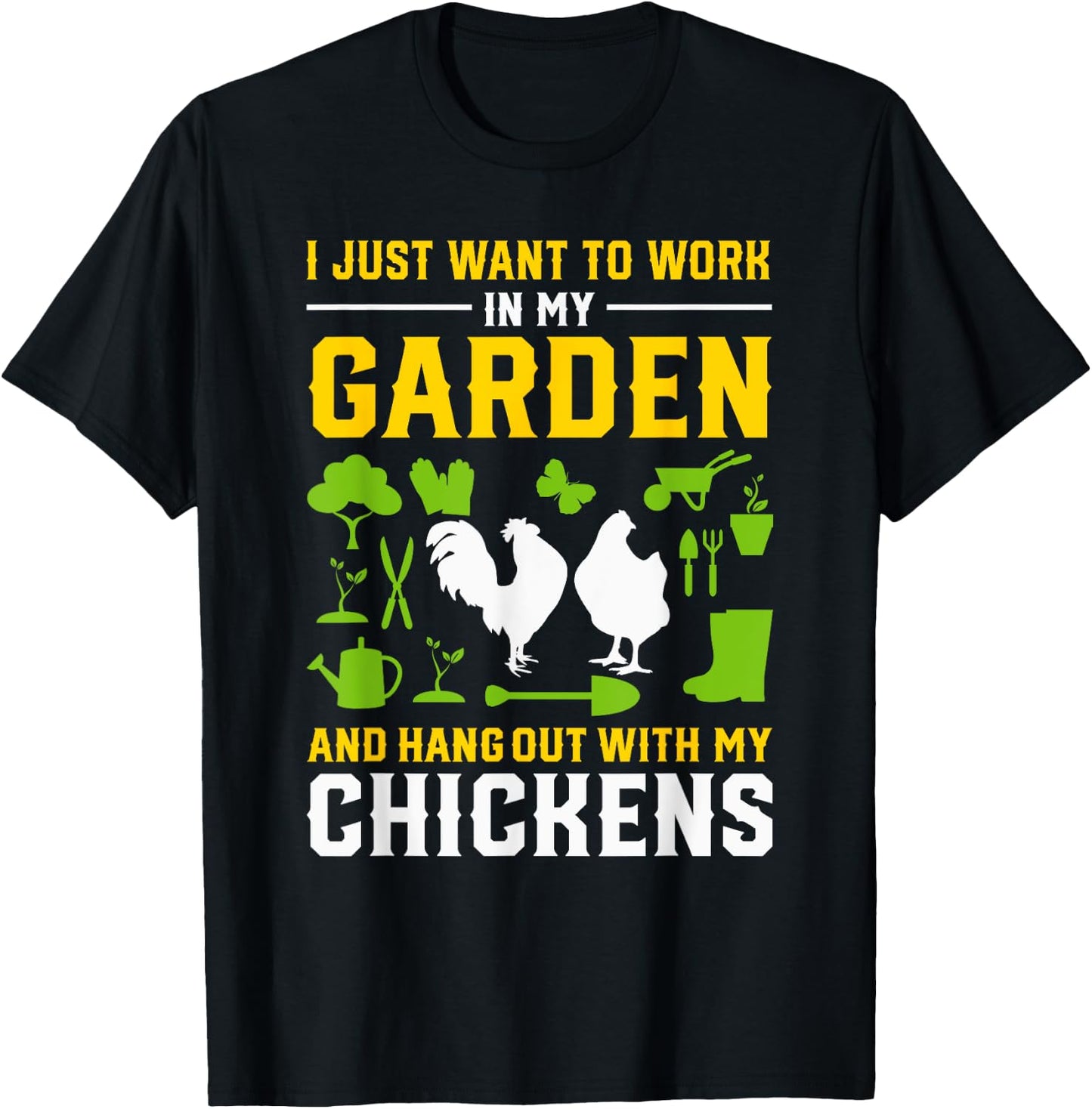 Funny Chicken Owner Gardening Lover Homestead Gardener Joke T-Shirt - T-Shirt | Black