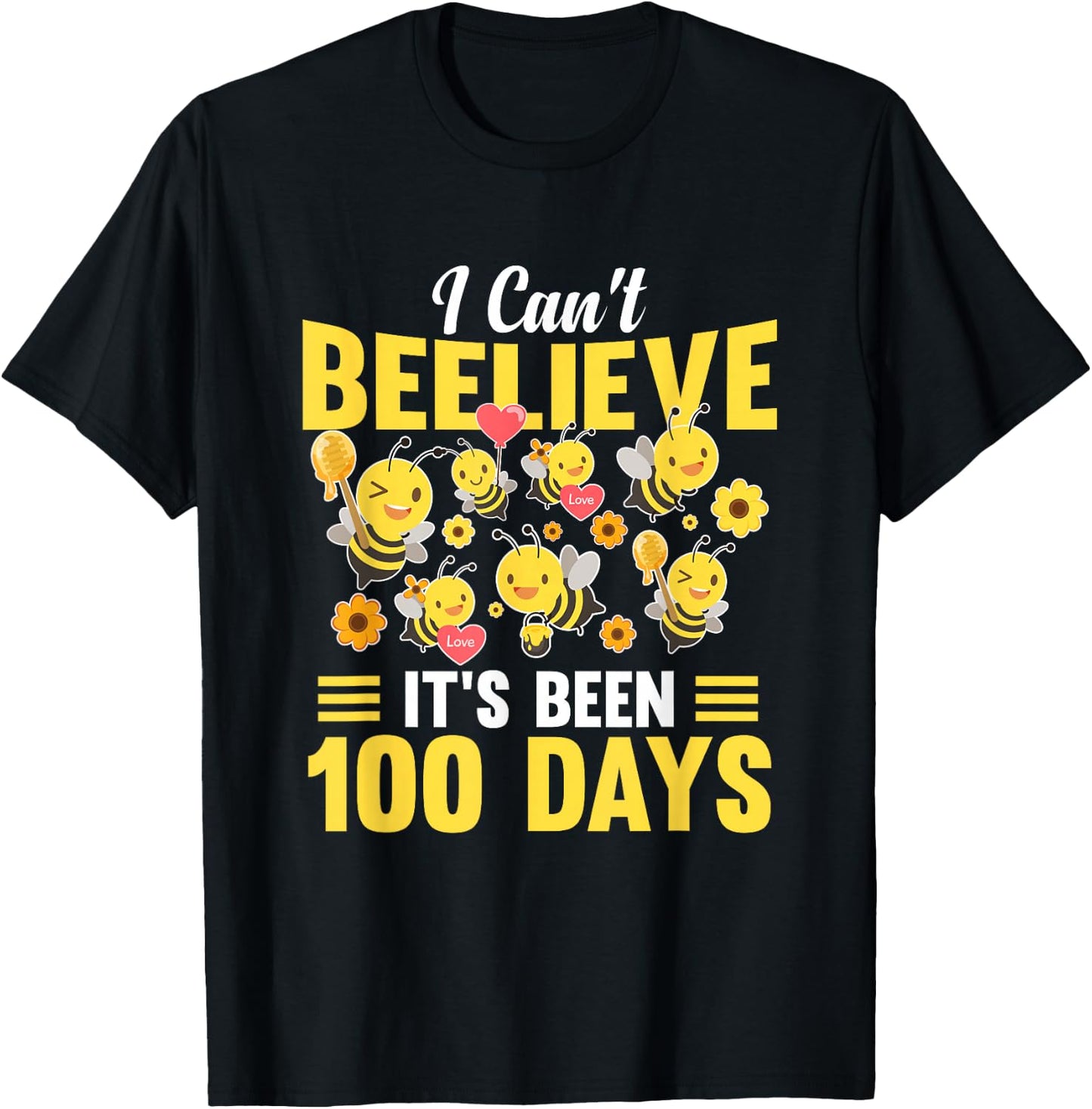 100th Day Of School 100 Days Smarter Learn Boys Girls Bees T-Shirt - T-Shirt | Black