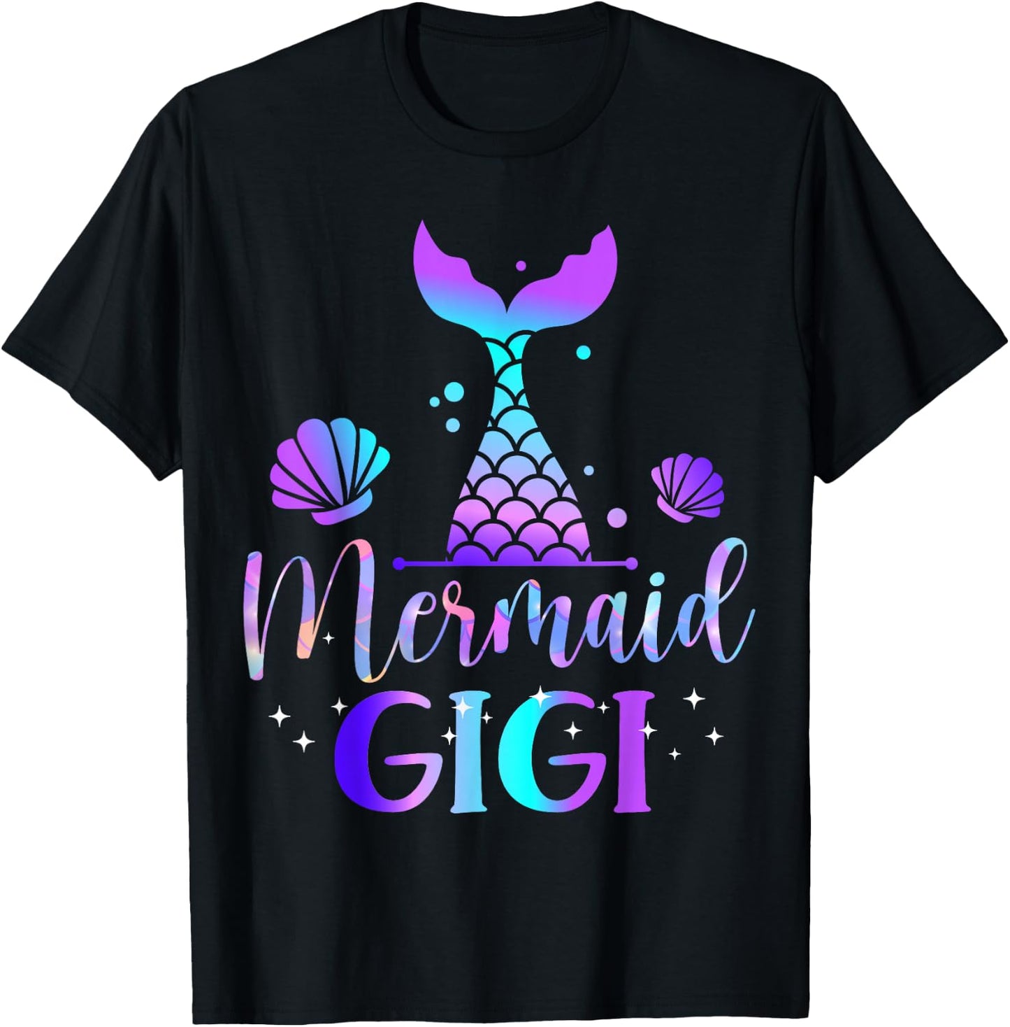 Mermaid Gigi of The Birthday Mermaid Birthday Crew Family T-Shirt - T-Shirt | Black