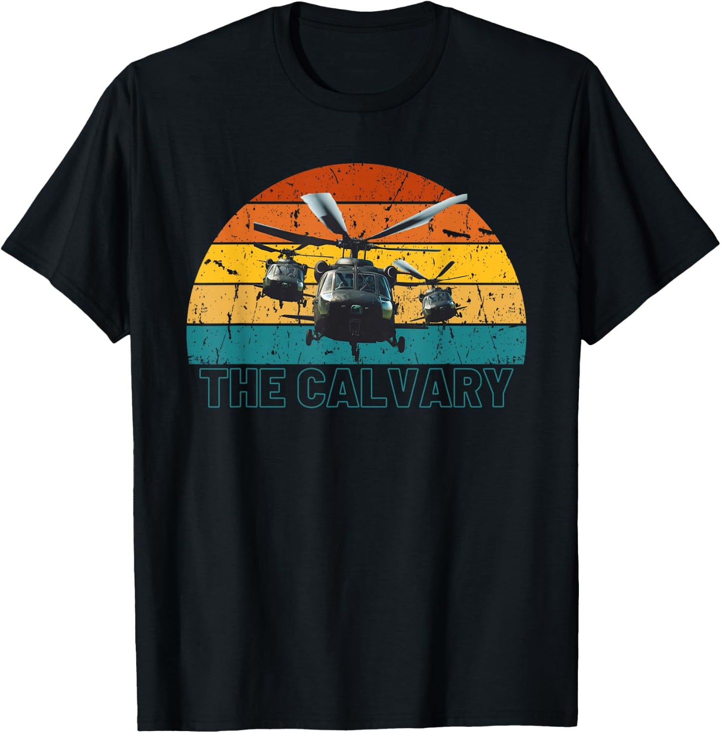 The Calvary, Helicopter Black Hawk UH-60 Army Aviation Pilot T-Shirt - T-Shirt | Black