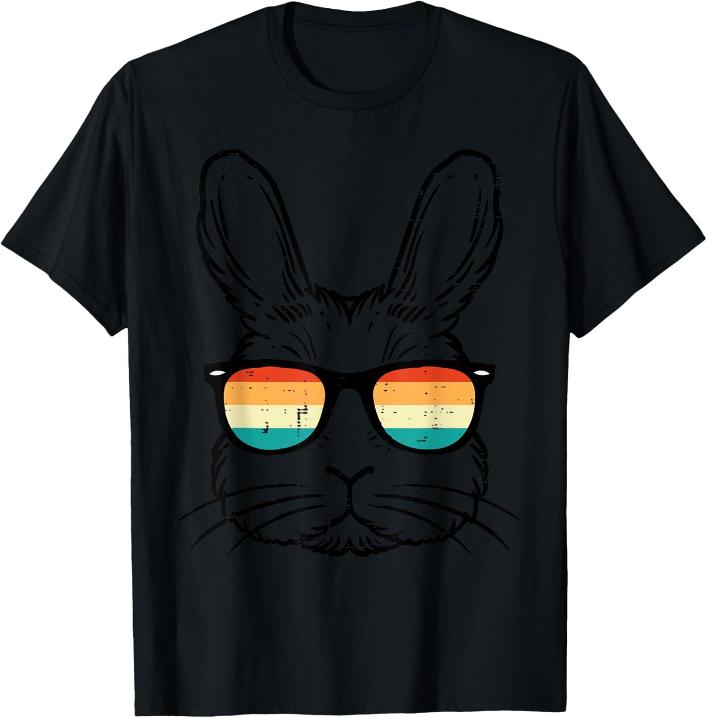 Easter Bunny Face Sunglasses Retro Rabbit Men Boy Kids Youth T-Shirt - T-Shirt | Black