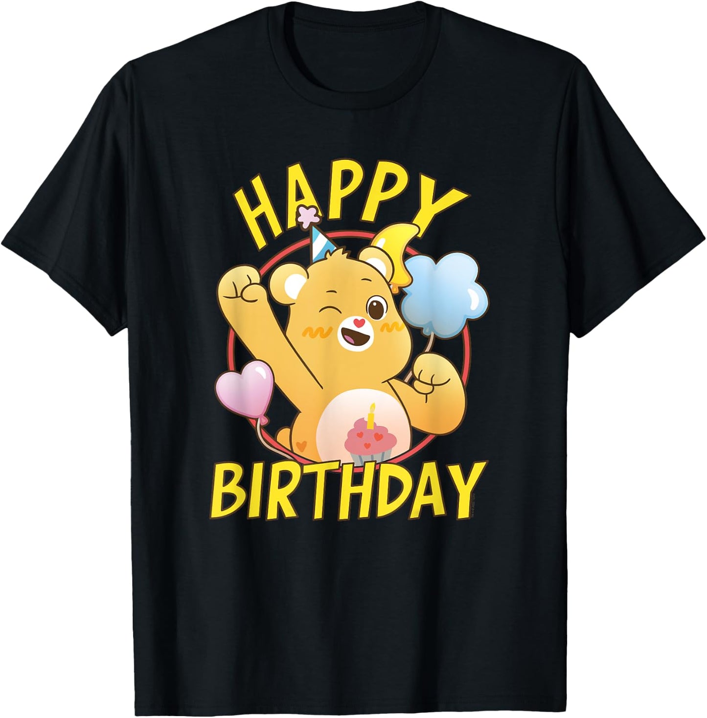 Care Bears Happy Birthday Vintage Birthday Bear Portrait T-Shirt - T-Shirt | Black