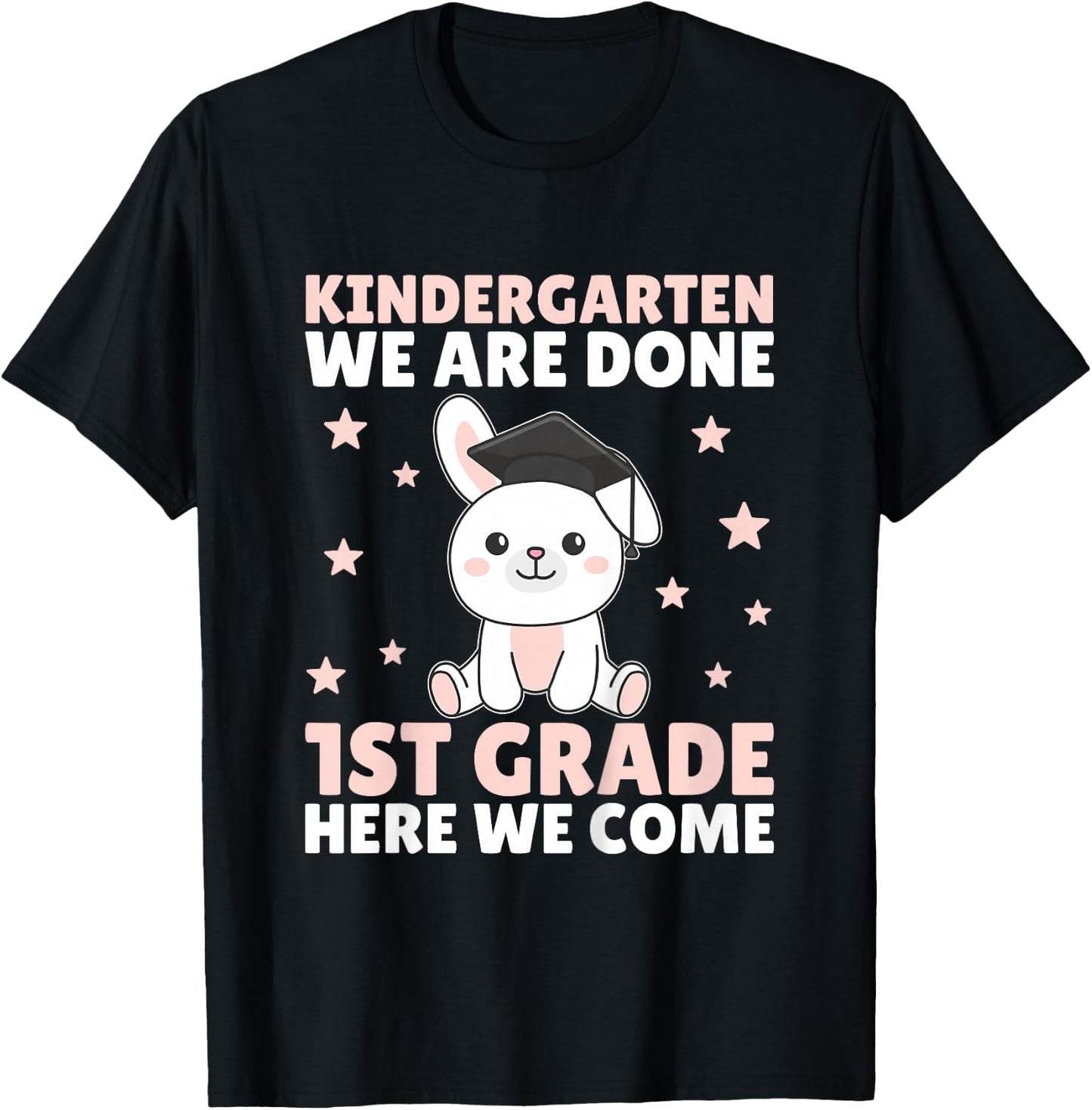 Kids Kids Kindergarten Graduate Bunny Graduation T-Shirt - T-Shirt | Black
