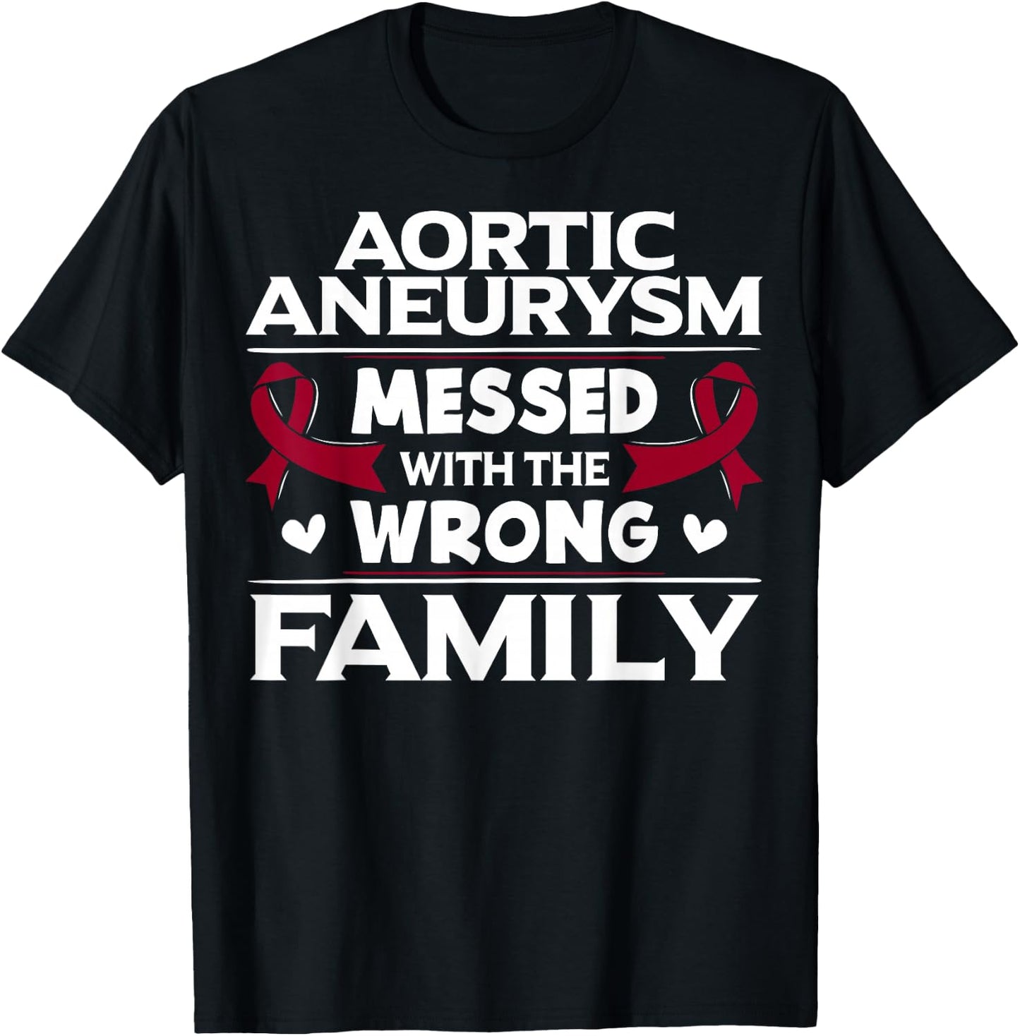 Aortic Aneurysm Gift Burgundy Awareness Ribbon T-Shirt - T-Shirt | Black