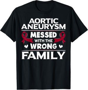 Aortic Aneurysm Gift Burgundy Awareness Ribbon T-Shirt - T-Shirt | Black