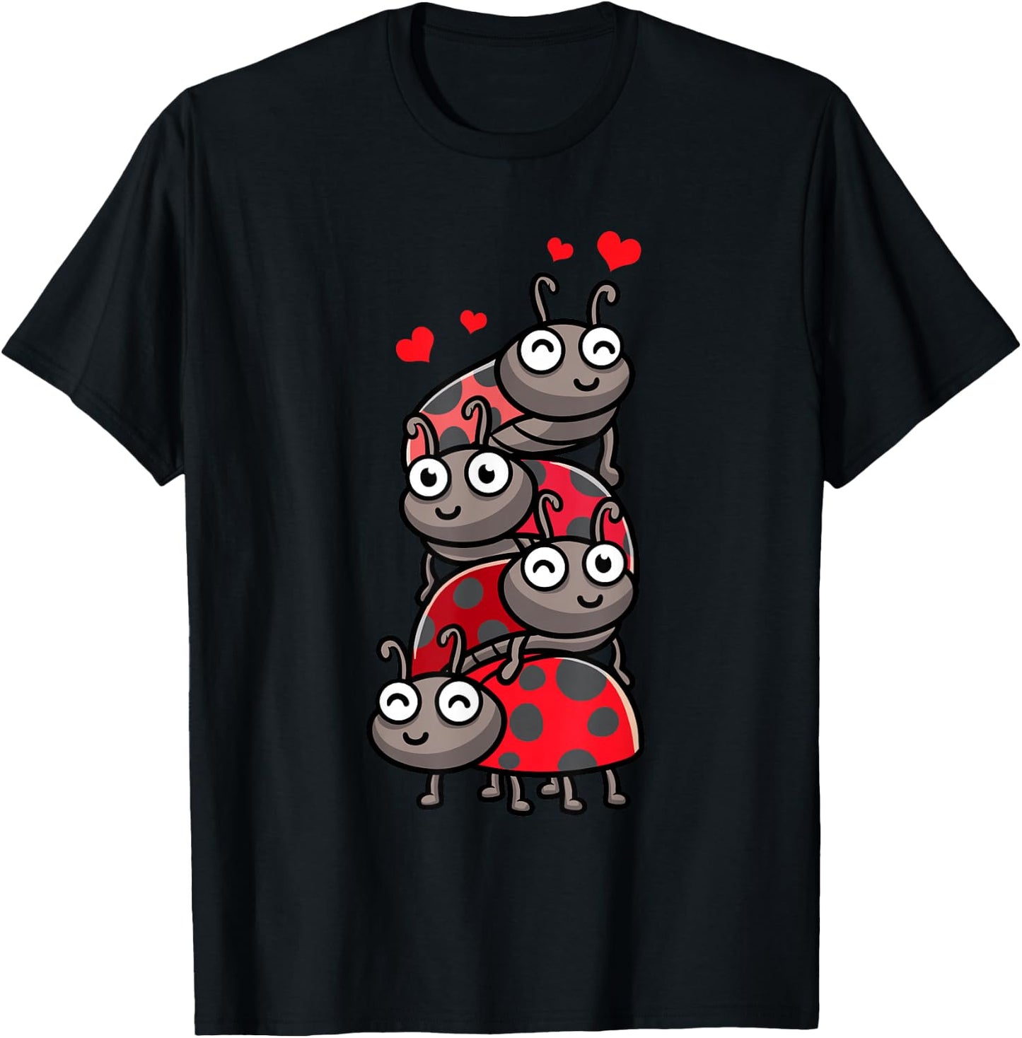 Ladybug with Hearts Bug Lover Small T-Shirt - T-Shirt | Black