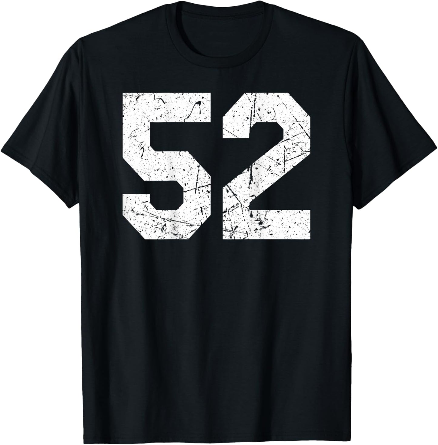 #52 Jersey Uniform Varsity Sports Number, 52nd Birthday T-Shirt - T-Shirt | Black